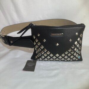 Vince Camuto Faux Leather Fanny Pack Sling Belt Bag - Black Studded